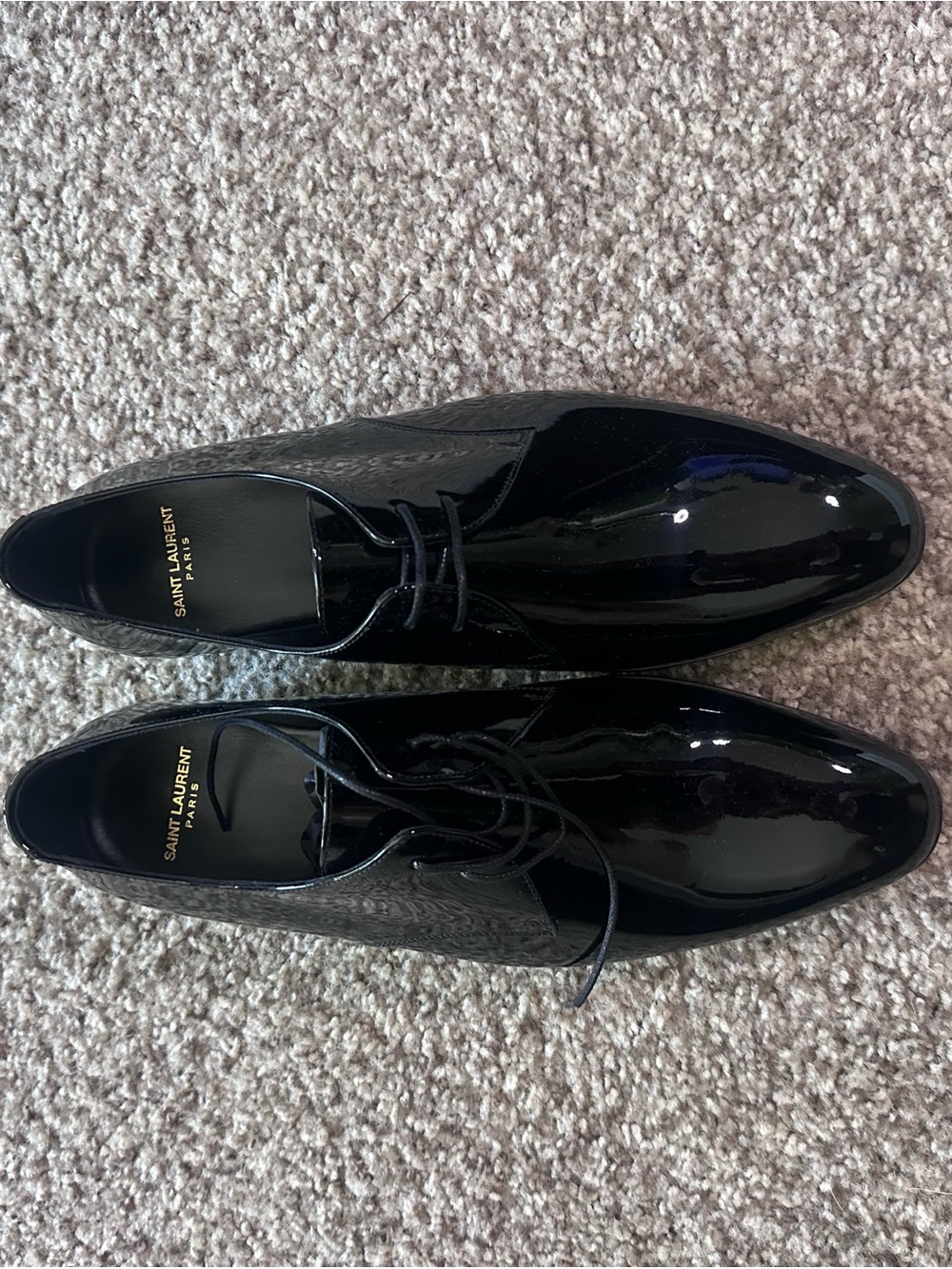 Saint Laurent Men's Black Patent Leather Dress Oxfords Sz 41